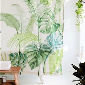 URBAN OUTFITTERS Cotton Weave Watercolor Shower Curtain